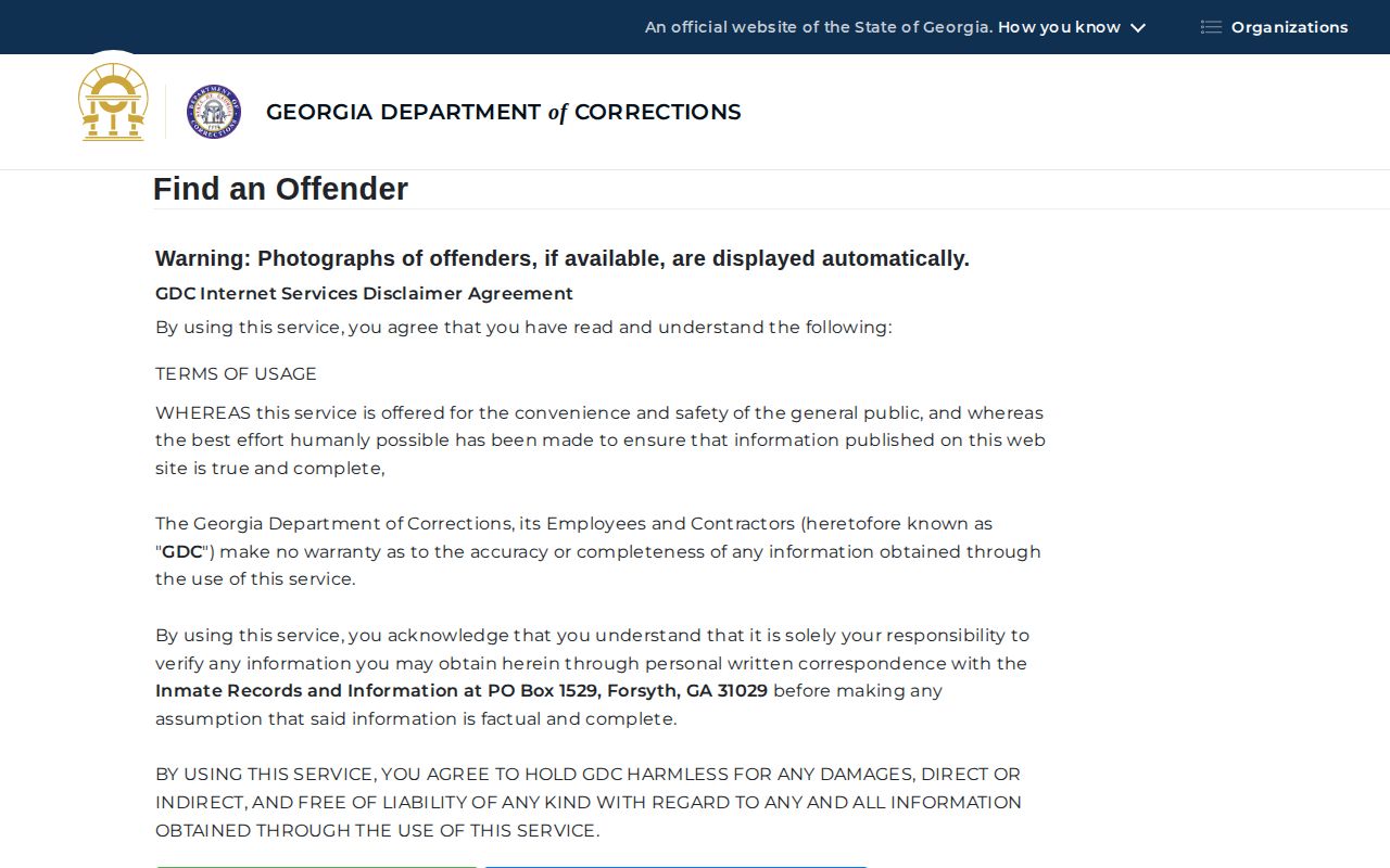 Decatur County arrest and Georgia Department of Corrections offender search for state custody records
